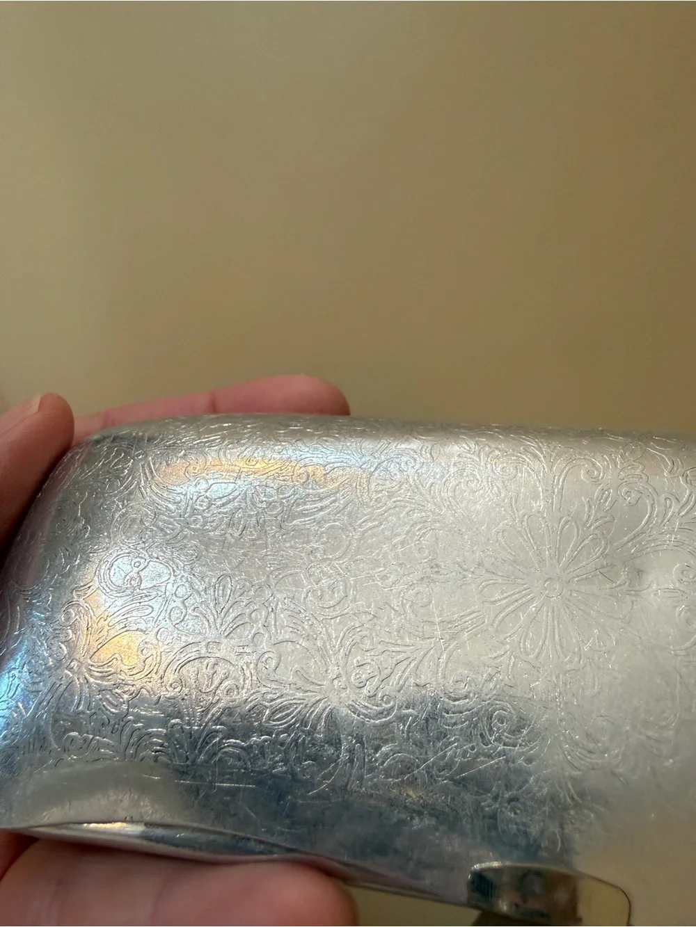 Source Unknown Silver Floral Engraved Eyewear Case